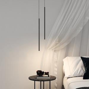 Lámpara Colgante Larga de Cobre, Estilo Nórdico Moderno Minimalista, Altura Ajustable, para Dormitorio u Oficina, Alimentación CA, Tamaños Medianos - Product Image 1