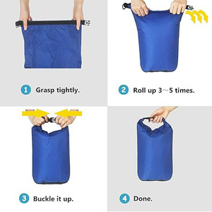 210T Polyester Dry <b>Bag</b> Set Multipack Colorful Lightweight Roll Top Sacks with D Ring Rectangular Base for Camping Boating Travel - Product Image 5