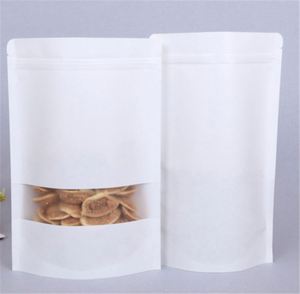 Sacs en papier kraft personnalisés avec fenêtre, à fermeture éclair, pour aliments, vente en gros, promotionnels, à fond stable - Product Image 3