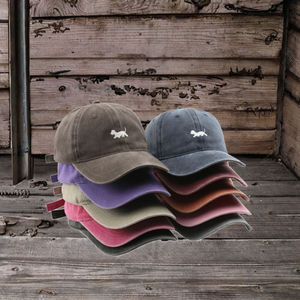 Casquette de baseball vintage en toile unie à 6 panneaux, brodée motif papa, patte de chien, sportive, feuille, léopard, pois, lettre, losanges, fruit, vente en gros - Product Image 2