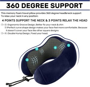 Oreiller de voyage cervical confortable en mousse à mémoire de forme, forme en U personnalisée, léger, avec housse 200TC pour avion - Product Image 5