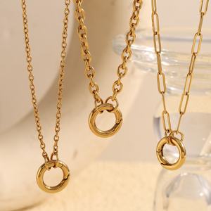Großhandel Modische Kettenhalsband 18K Vergoldet Anlaufbeständig O-Kette Verschluss Feder Edelstahl Halsketten DIY Charm-Kette - Product Image 2