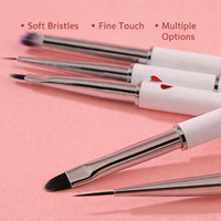 Lot de pinceaux ovales pour nail art à manche en métal en forme de cœur, poils doux en nylon, pour la peinture au gel et les lignes fines en salon – Vente en gros, personnalisable