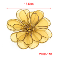 WHD-110 Keering Ronde Conception Perles Fleur Coloré Maille 3d Pétale Strass Robe Applique pour La Fête D'anniversaire