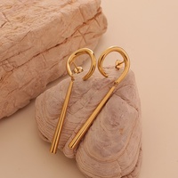 Boucles d'oreilles rondes géométriques tendance pour femmes, boucles d'oreilles pendantes, anti-ternissement, en acier inoxydable, idéales pour les boucles d'oreilles, accessoires pour les oreilles, femmes