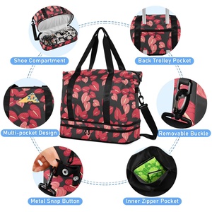 Hawaiian Lifestyle Custom Anthurium Flower Design Travel Foldable Bags Lightweight Large Sport Duffel Bag With Makeup Pouch - Product Image 4