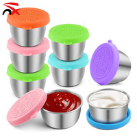 Coupelle à sauce en acier inoxydable 304 de 50 ml à prix abordable avec couvercle en silicone hermétique pour usage domestique