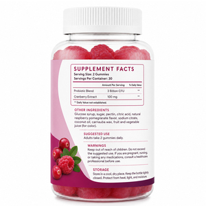 Gommes végétaliennes bio, faibles en sucre, probiotiques, antioxydantes, sans gluten, 60 unités, extrait de canneberge pour la digestion et la santé des femmes adultes - Product Image 6