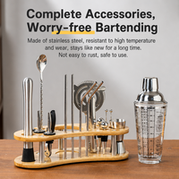 Kit de barman professionnel 19 pièces, outils de bar haut de gamme, shaker à cocktails en acier inoxydable, accessoires pour shaker à martini