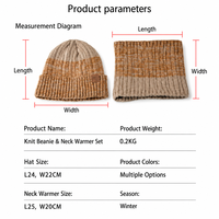 Set Topi Rajut Musim Dingin dan Penghangat Leher Dua Warna dengan Aksen Rib dan Manset, Dilengkapi Patch Kulit untuk Pria Wanita