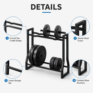 Support de Rangement pour Haltères et Plaques de <span class=keywords><strong>Poids</strong></span> CooSport Fitness, Étagère à 2 Niveaux pour Haltères, Support de Sol pour <span class=keywords><strong>Poids</strong></span> - Product Image 4
