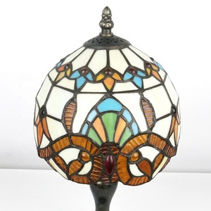 LongHuiJing Baroque <b>Small</b> Mini Tiffany Table Lamp With Colourful Stained Glass Lampshade Handmade Art Lamps - Product Image 5