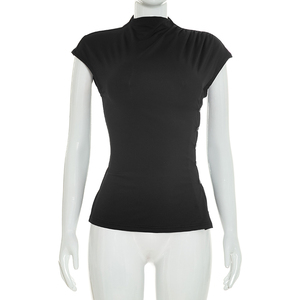 Viviblook Y26TP273 Women Casual <b>Top</b> New Solid Color Slim Button <b>Top</b> for Ladies - Product Image 2