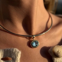 Pendentif ovale en cuivre écologique certifié CE avec pierres multicolores, bijoux de naissance, fabricant en gros