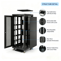 Rak Server Data Center Tipe Standing, Kabinet Jaringan, Baja Cold Rolled SPCC Hitam, Kedalaman 600/800/1000MM, 18U22U27U32U37U42U47U