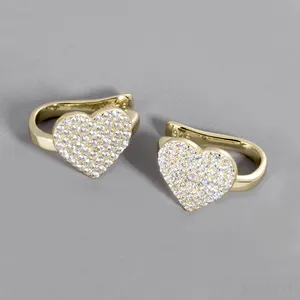 Fashion Design 925 Sterling Heart Clip gioielli placcati in oro zircone piccoli orecchini con polsino dell'orecchio Cz