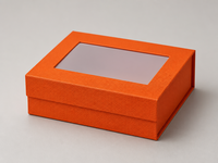Boîtes cadeaux et paniers pliables de luxe, écologiques, modernes et élégantes, couleur orange, avec fermeture magnétique et fenêtre transparente