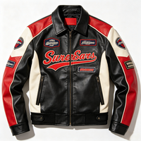 Veste en cuir de course OEM, veste de motard en peau de mouton véritable de qualité supérieure, broderie complexe, manteau de moto de luxe, étiquette privée personnalisée