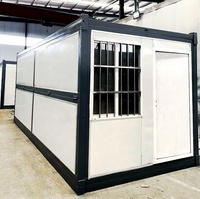 Maisons préfabriquées modulaires portables pliables en kit, structure légère en acier à faible coût, 20 pieds, en vente
