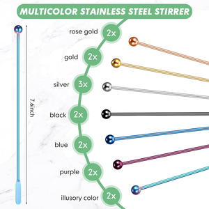 أعواد تحريك معدنية 7.6 بوصة لتحريك القهوة وأدوات البار والنبيذ، أعواد تحريك من الفولاذ المقاوم للصدأ للمشروبات والكوكتيلات - Product Image 2