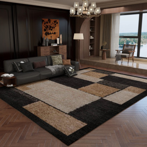 Alfombra geométrica moderna Xinzhiyuan, rectangular, resistente a las manchas, de felpa, para sala de estar, para sofá y mesa de centro - Product Image 1