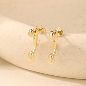 Pendientes de Plata S925 con Baño de Oro, Diseño de Lágrima Ajustable, Minimalistas y Elegantes para Uso Diario - Product Image 5