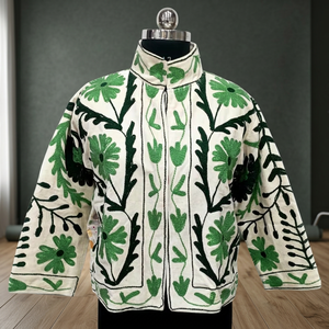 Trending Handmade Suzani Embroidery Velvet <b>Winter</b> <b>Jacket</b> <b>Women</b> Short Quilted <b>Jacket</b> Size Suzani <b>Warm</b> Overcoat Fashion Apparel - Product Image 3