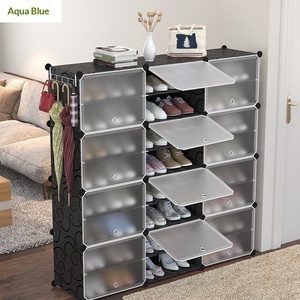 <span class=keywords><strong>Lener</strong></span> Moderner Einfacher 3-stöckiger Klappbarer 4-türiger Schuhschrank mit Mattglastüren und Aufbewahrungsorganizer für Wohnzimmer und Schlafzimmer - Product Image 3