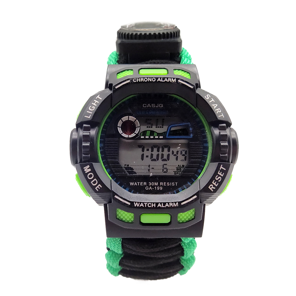 Многофункциональное уличное снаряжение для экстренного выживания часы с Паракордом свисток огненный стартер Скребок компас и термометр