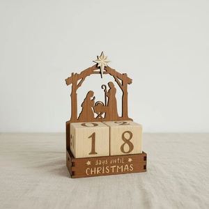 ปฏิทินนับถอยหลังวันคริสต์มาสแบบไม้ ของขวัญตกแต่งโต๊ะ - Product Image 3