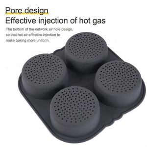 Befair 2023 Nuevo Diseño Molde para Hornear Ecológico de 4 Cavidades Negro Herramientas para Hornear DIY Molde para <span class=keywords><strong>Pan</strong></span> y Hamburguesas - Product Image 4