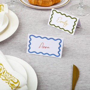 <b>Place</b> <b>Cards</b> Rectangle 4 In White Cardstock Die Cut Colorful Borders For Parties <b>Weddings</b> Bridal Showers - Product Image 2