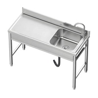 Évier portable en acier inoxydable avec robinet et égouttoir, facilement détachable, pour intérieur/extérieur, cuisine commerciale, restaurant, salle de bain