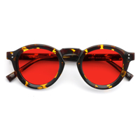 TR90 Rouge Orange Mode Ronde Fluorescente Migraine Anti Bleu Fl 41 Lumière Blocage Sensibilité Optique Lunettes Cadre Femmes Hommes