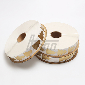 Gold PET <b>Scratch</b>-Off Adhesive Labels Christmas Tree Shape 56x72mm Anti-Counterfeiting Stickers for Promotional Cards B2B Bulk - Product Image 3
