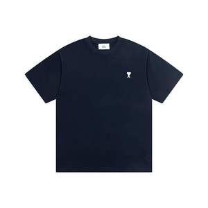 Camiseta AMI de moda con logo pequeño bordado, cuello redondo, manga corta, holgada, informal, para hombre y mujer, combina con todo, para verano. - Product Image 5