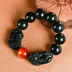 Bracelet en jade noir Pi Xiu en néphrite naturelle, design original UNISEXE, style chinois, cadeau avec certificat d'évaluation SL156 - Product Image 2