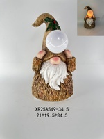 Statue de gnome en MgO de 15 pouces de haut avec lumières LED pour la décoration intérieure et extérieure des fêtes de Noël