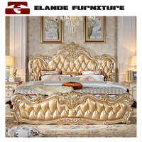 Lit double de style européen de 2 mètres, lit français en cuir de luxe, pour chambre à coucher principale, 2.2 lit de mariage haut de gamme