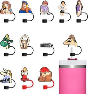 Venta al por mayor encanto accesorios 2D reutilizable PVC a prueba de polvo 10mm pajita para beber Topper <span class=keywords><strong>Taylor</strong></span> Swifting cubierta - Product Image 3