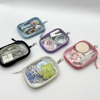 Porte-monnaie transparent en PVC avec fermeture éclair, mini pochette de rangement souple et portable, trousse de premiers secours de voyage
