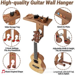Soporte de pared de madera para guitarra, soporte de exhibición de una sola capa de madera maciza para ukelele y guitarra, decoración para sala de estar - Product Image 4