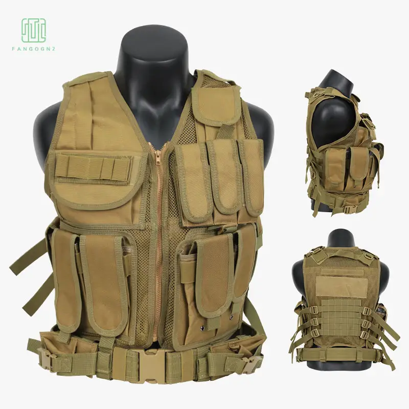 Wholesale customized oxford cloth outdoor armor integrated protection khaki color plate load tactical undershirt