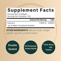 Compléments alimentaires végétaliens de qualité alimentaire OEM ODM pour adultes, capsules de vitamine E naturelle 1000 mg en gélules molles pour les soins de la peau, antioxydant, soutien immunitaire