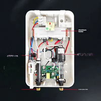 Chauffe-eau électrique instantané domestique transfrontalier en aluminium moulé sous pression avec protection contre les fuites et pompe de surpression