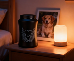 Meiweipet Stainless Steel Pet <strong>Urn</strong> with Black Wing Pattern Funeral Supplies, Cross-border <strong>cat</strong> and Dog Commemorative <strong>Urn</strong> - Product Image 3