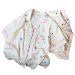 Pijamas de Verano para Mujer, Estampado de Dibujos Animados, Transpirables, de Secado Rápido, Suaves, Casuales, de Manga Corta y Largo Completo - Product Image 2