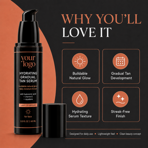 Suero bronceador gradual con vitamina E, fórmula natural OEM que brinda un bronceado radiante, inofensivo, hidrata, rellena la piel y proporciona un bronceado claro a medio. - Product Image 5