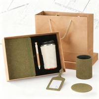Set de Regalo Corporativo Personalizado Premium, Kit de Cuaderno y Bolígrafo con Grabado en Polvo de Café Reciclado, Regalos Empresariales Sostenibles