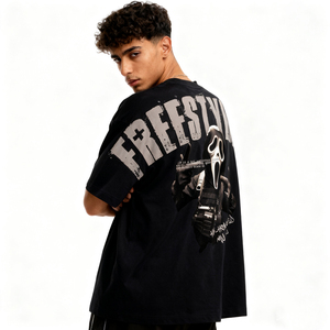 QUICKSHOW Streetwear 300 GSM Oversized Boxy T-shirt <strong>Skull</strong> Custom DTG <strong>Tshirt</strong> Oversized Heavy Weigh <strong>Tshirt</strong> for Men - Product Image 2